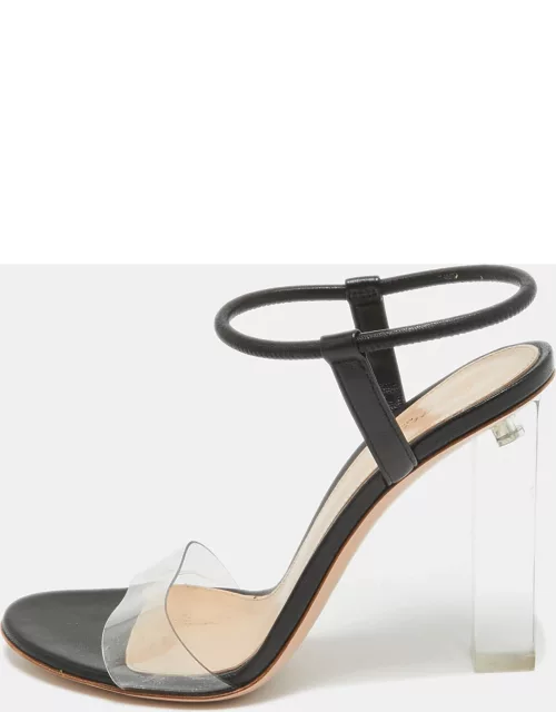 Gianvito Rossi Black/Transparent Leather and PVC Ankle Strap Sandal