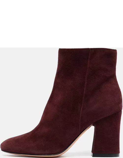 Gianvito Rossi Plum Suede Rolling Ankle Boot