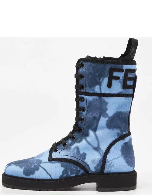 Fendi Blue Canvas Combat Boot