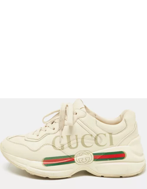 Gucci Cream Leather Rhyton Sneaker