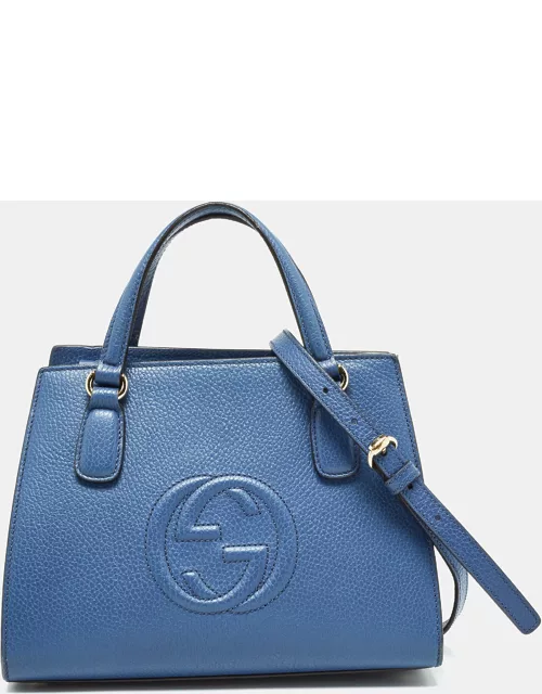 Gucci Blue Leather Soho Top Handle Bag