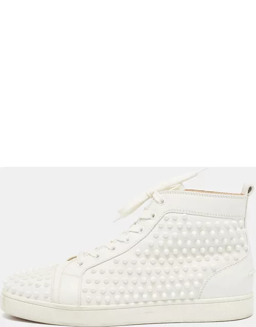 Christian Louboutin White Leather Louis Spikes High Top Sneaker