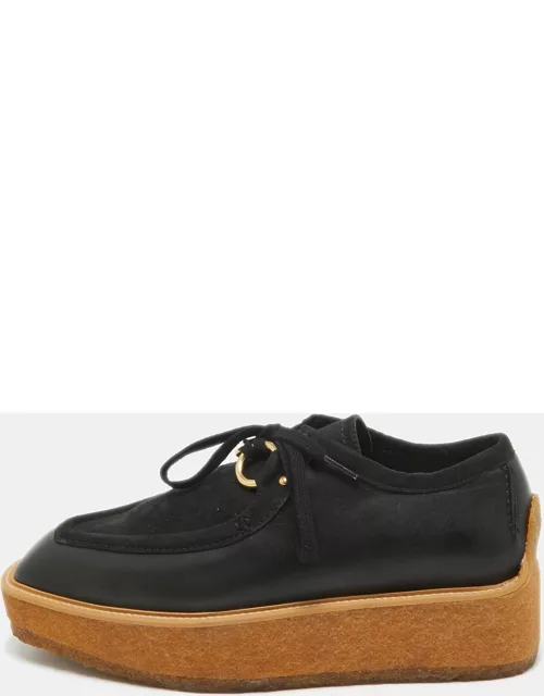 Stella McCartney Black Suede And Faux Leather Lace Up Sneaker