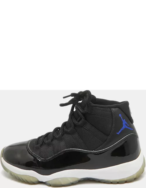 Jordan Black Patent and Leather Jordan 11 Retro Space High Top Sneaker