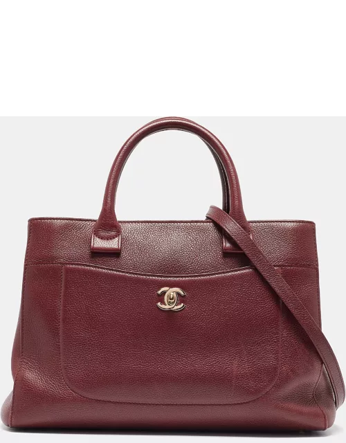 Chanel Burgundy Leather Small Neo Executive Shopper Tote