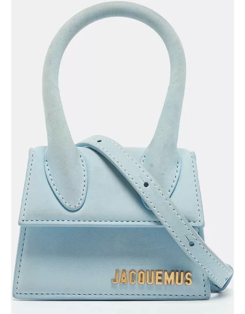 Jacquemus Light Blue Nubuck Leather Mini Le Chiquito Top Handle Bag