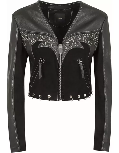 Pinko Leather And Suede Biker Jacket