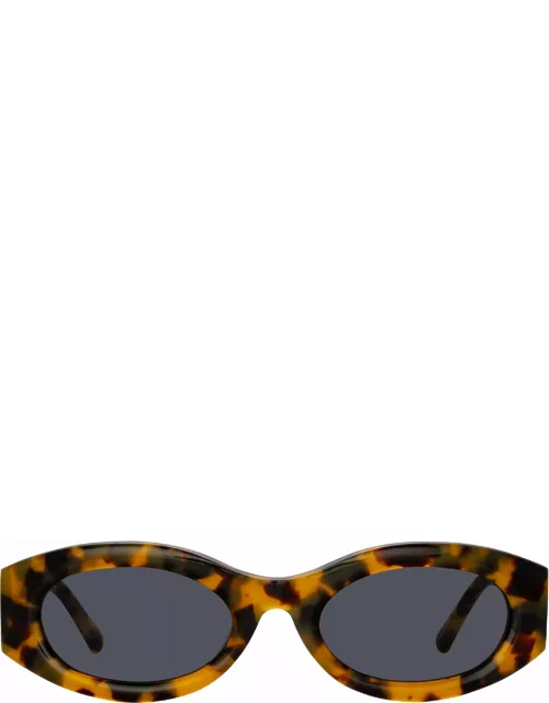 The Attico Berta Oval Sunglasses in Tortoiseshel
