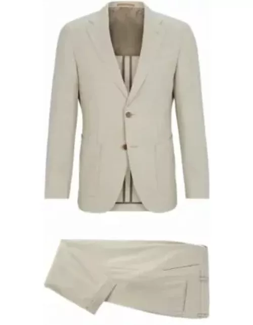 Slim-fit suit in micro-patterned wool- White Men's Business Suit