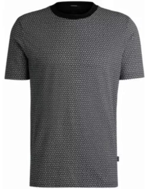 Mercerized-cotton T-shirt with two-tone monogram print- Black Men's T-Shirt