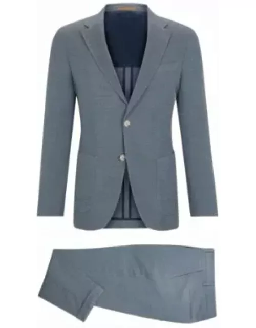 Slim-fit suit in a micro-patterned wool blend- Light Blue Men's Business Suit