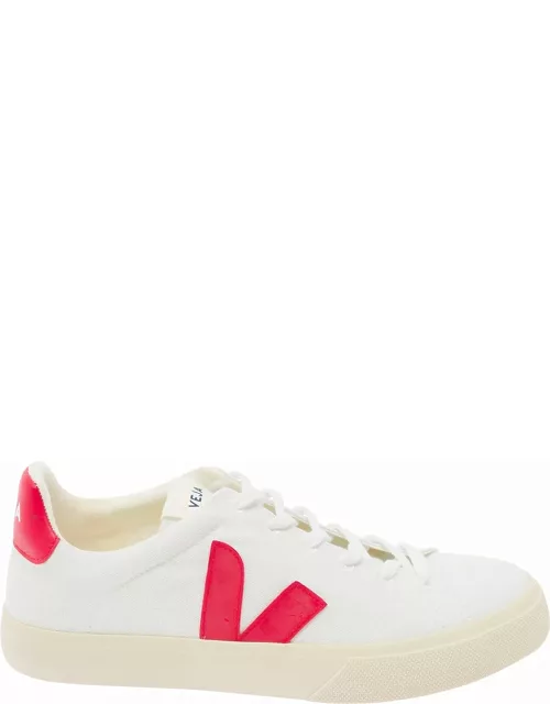 Veja White And Fuchsia Sneakers With Logo Details In Leather Man