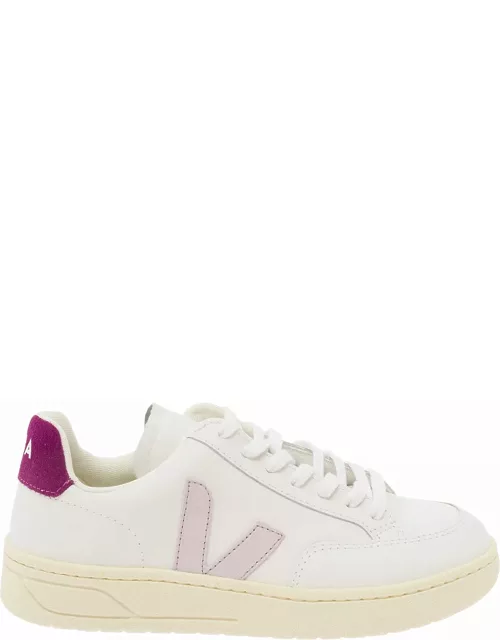 Veja White And Violet Sneakers With Logo Details In Leather Woman