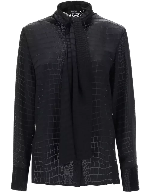 Versace croco Black Silk Blend Shirt