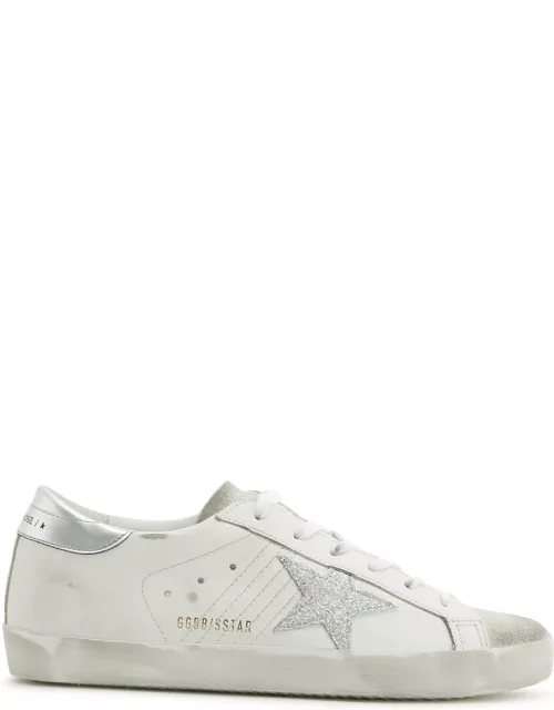 Golden Goose Super-Star Distressed Leather Sneakers - Silver - 40 (IT40 / UK7)