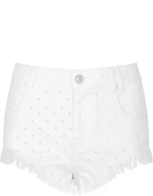 Isabel Marant Aneida Distressed Denim Shorts - White - 40 (UK12 / M)