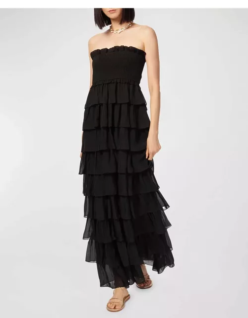 Stella Strapless Tiered-Ruffle Maxi Dres