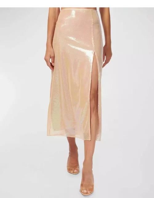 Artemis Sequin Slit Midi Skirt