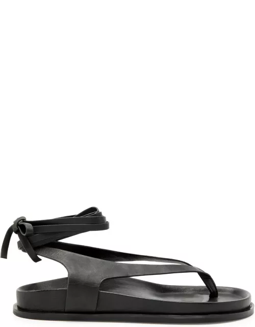 A. emery Shel Lace-up Leather Thong Sandals - Black - 37 (IT37/ UK4)