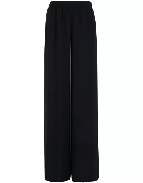 Federica Tosi Black Trousers With Elastic Waistband In Silk Blend Woman