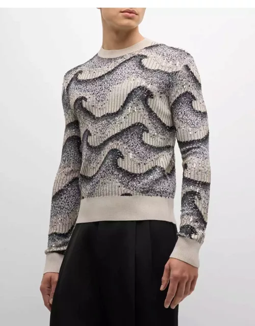 Men's Wavy Embellished Sweater