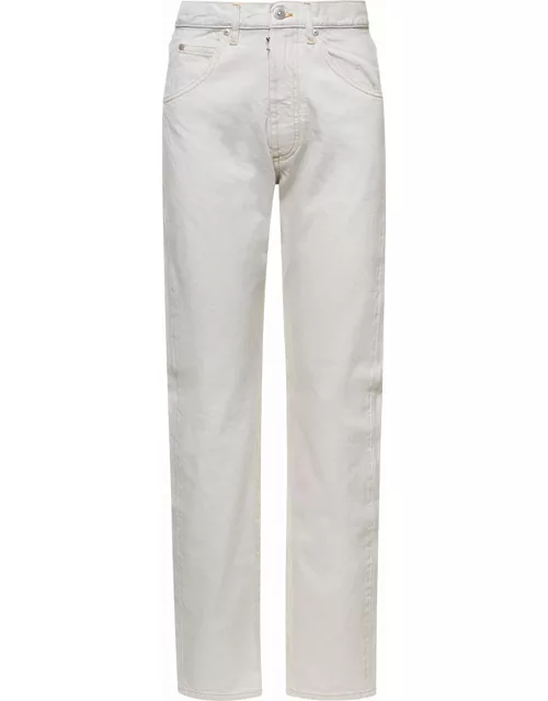 Maison Margiela White 5-pocket Style Straight Jeans With Contrasting Stitching In Cotton Denim Woman