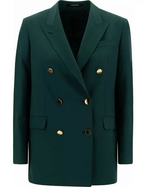 Tagliatore jasmine Green Double-breasted Jacket With Golden Buttons In Stretch Wool Blend Woman