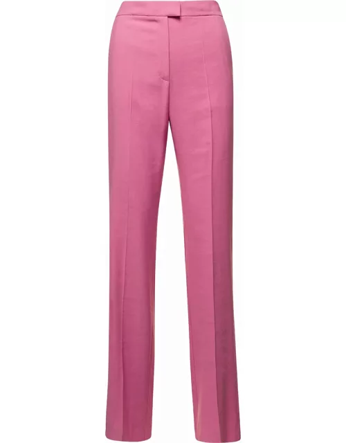 The Andamane Pink Straight Trousers Galdys In Viscose Woman