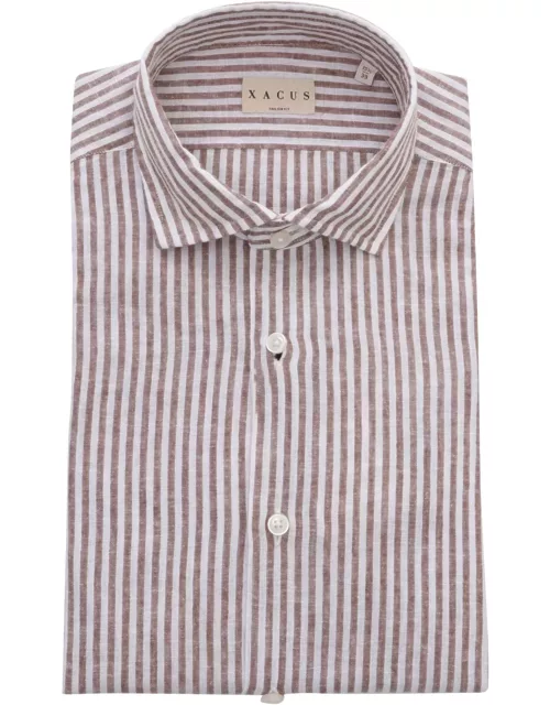 Xacus Brown Striped Shirt