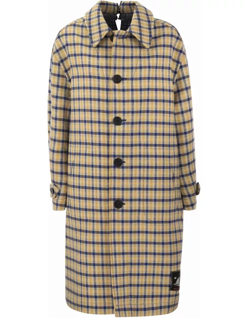 Marni Reversible Wool Coat With Check Pattern