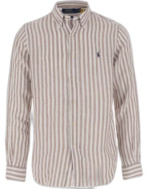 Ralph Lauren Linen Shirt With Striped Pattern And Logo