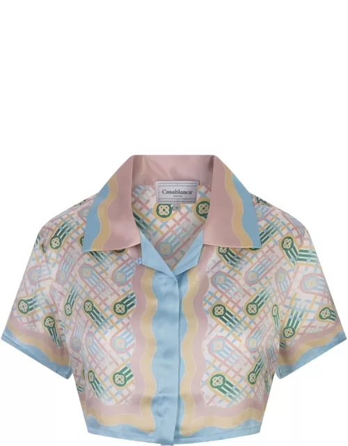 Casablanca Ping Pong Silk Cropped Shirt