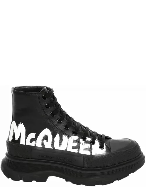 Alexander McQueen Black And White Tread Slick Ankle Boot
