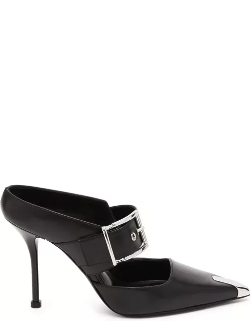 Alexander McQueen Punk Sandals With Buckle In Black And Silver