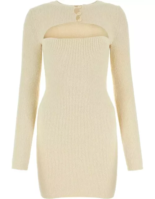 T by Alexander Wang Ivory Stretch Cotton Blend Mini Dres