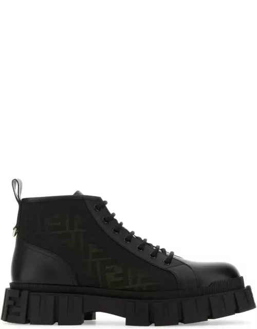 Two-tone Leather And Fabric Fendi Force Ankle Boot