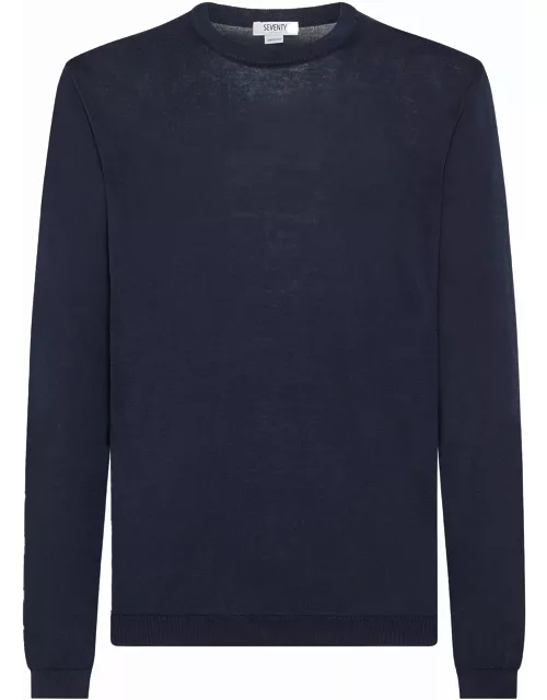 Seventy Blue Crew-neck Sweater In Cotton