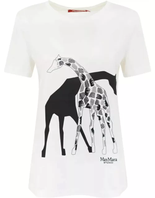 Max Mara Studio rita Cotton T-shirt With Giraffe Print