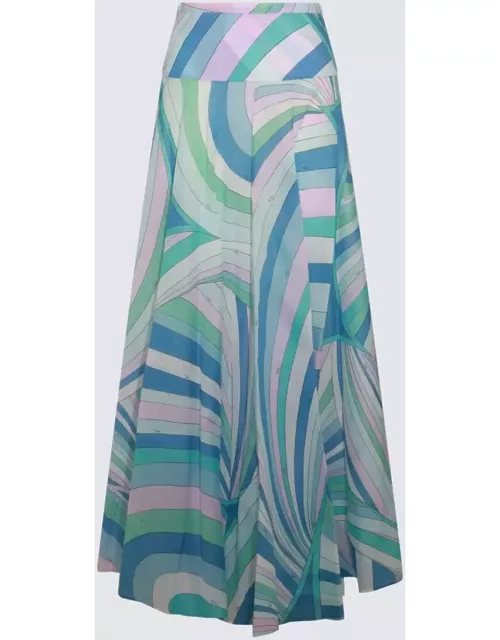 Pucci Light Blue And Multicolor Cotton Skirt