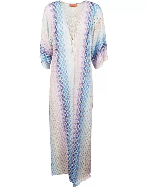 Missoni Lace-up Front Pattern Printed Long Dres