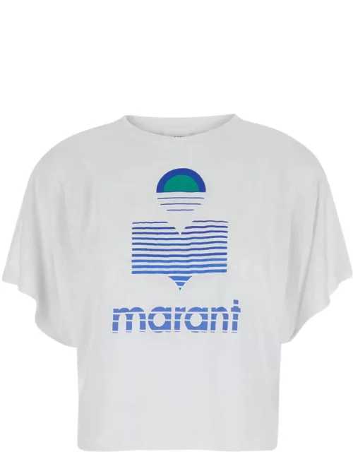 Marant Étoile kyanza Linen Crop T-shirt With Logo