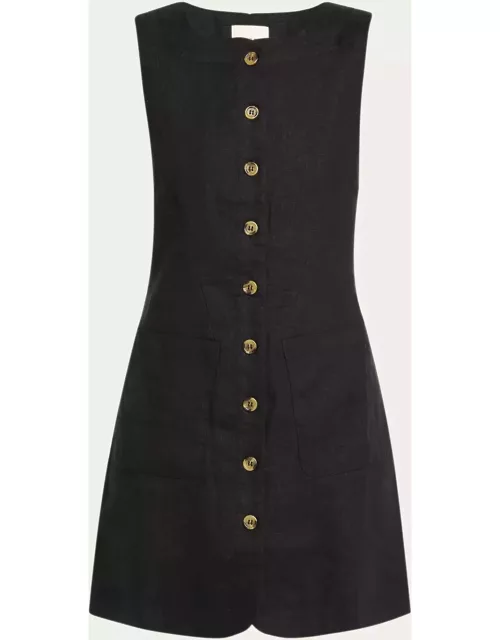 Emma Sleeveless Button-Front Linen Mini Dres