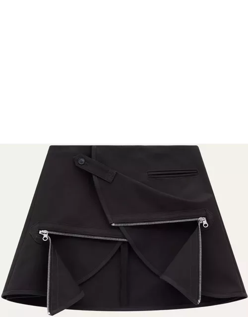 Layered Zipper Mini Skirt