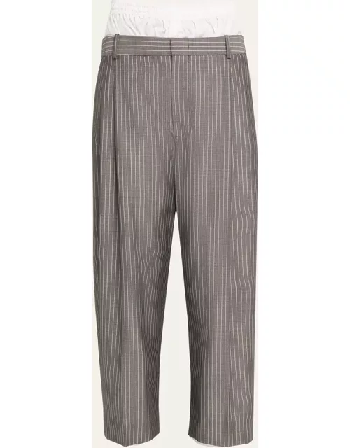 Men's Pinstripe Wool Boxer Trouser