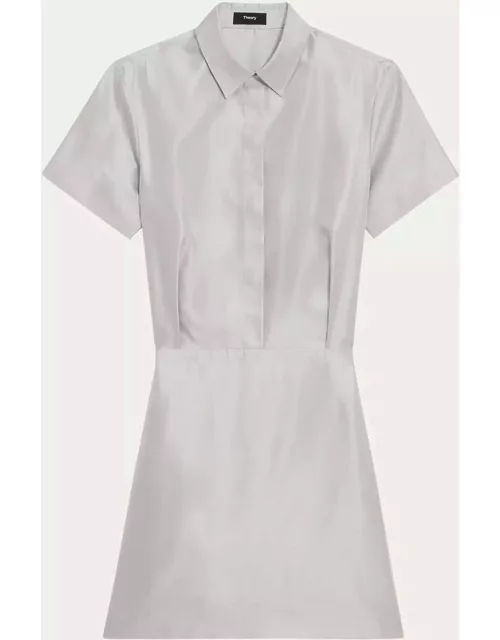 Silk Short-Sleeve Mini Shirtdres