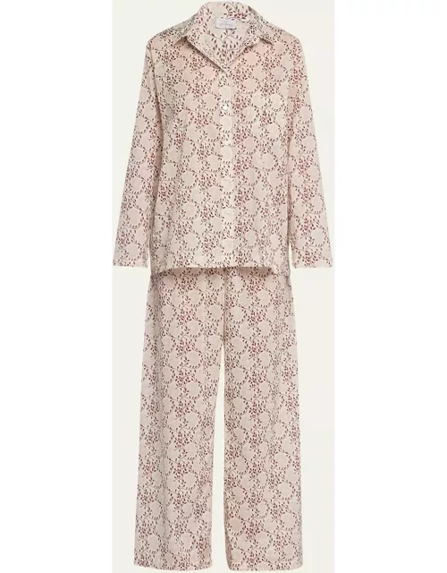 Botanical-Print Cotton Pajama Set