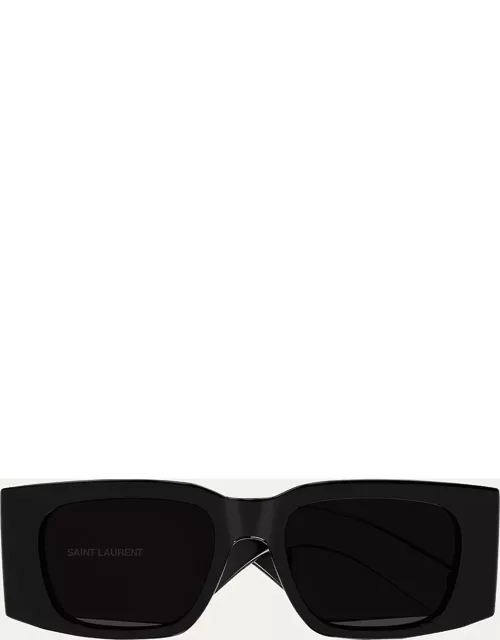Micro-Logo Acetate Rectangle Sunglasse