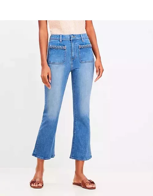 Loft Braided High Rise Kick Crop Jeans in Classic Mid Wash