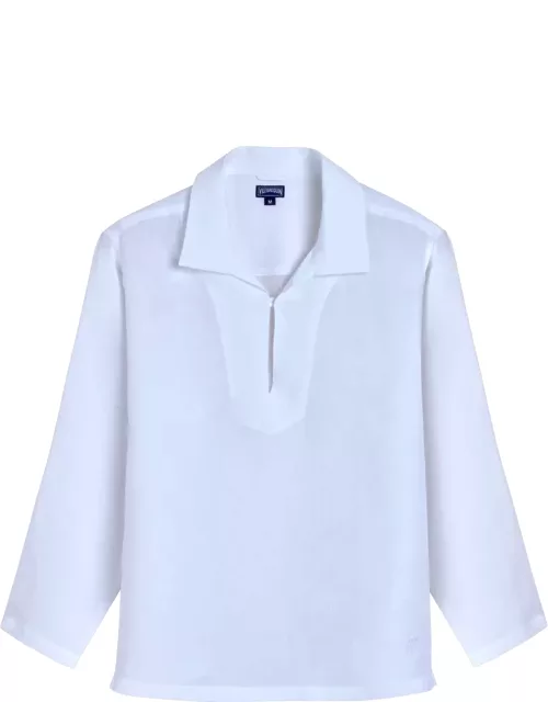 Unisex Linen Peajacket Solid- Vilebrequin X Ines De La Fressange - Shirt - Cocon - White