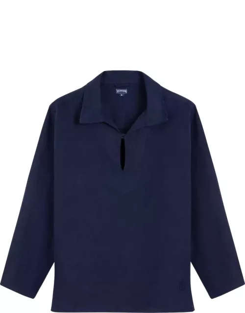 Unisex Linen Peajacket Solid- Vilebrequin X Ines De La Fressange - Shirt - Cocon - Blue